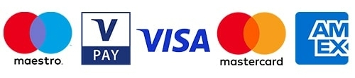 maestro, vpay, visa, mastercard en amex logo's
