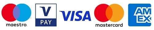 maestro, vpay, visa, mastercard en amex logo's