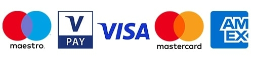 maestro, vpay, visa, mastercard en amex logo's