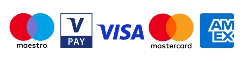 maestro, vpay, visa, mastercard en amex logo's