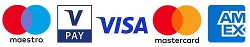 maestro, vpay, visa, mastercard en amex logo's