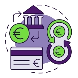 Verschillende geld iconen die de Betalingsverwerkingsdiensten weergeven