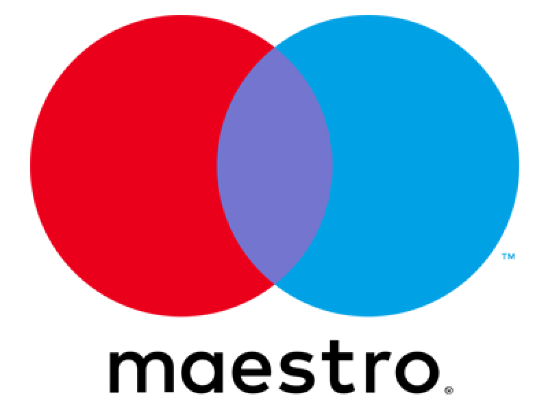 Maestro logo dat bestaat uit een rode en blauwe cirkel die elkaar overlappen