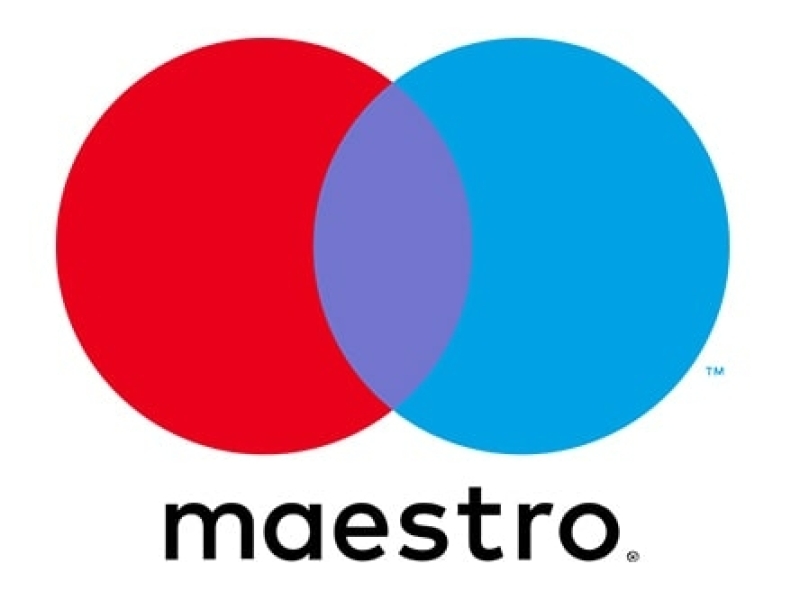 Maestro logo dat bestaat uit een rode en blauwe cirkel die elkaar overlappen