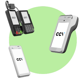 Pinautomaat kopen Groene cirkel met een CCV Compact A77, CCV Duo Base A80-A35 en CCV Mobile A920 pinautomaat