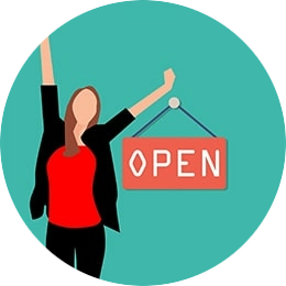 Startende ondernemer die blij is dat hun onderneming eindelijk geopend is met een pinautomaat voor starters