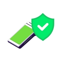 Een terminal met een groen schild ervoor