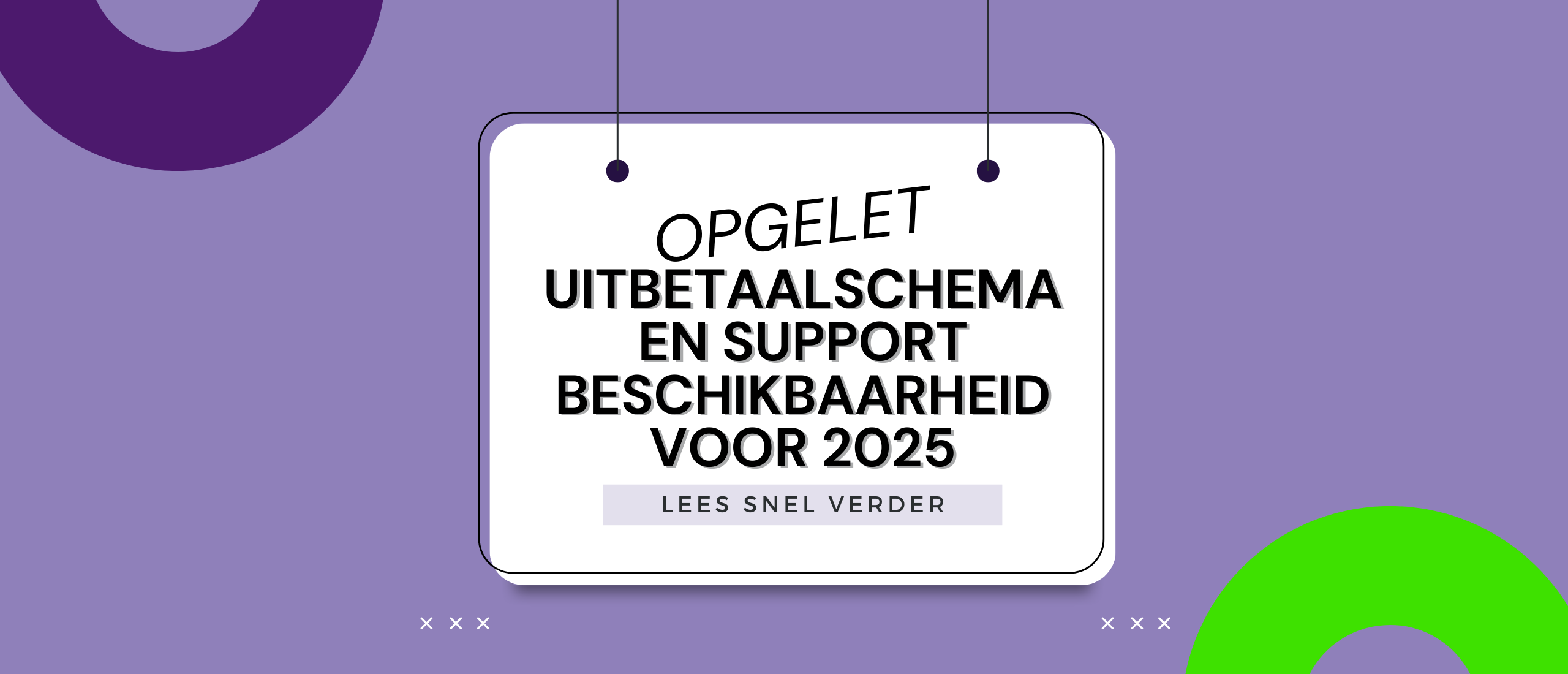 Uitbetaalschema en support beschikbaarheid 2025