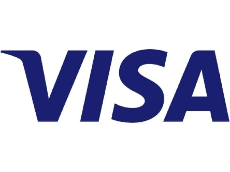 VISA in blauwe letters