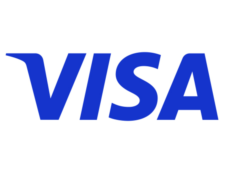 VISA in blauwe letters