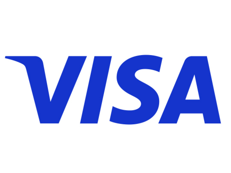 VISA in blauwe letters