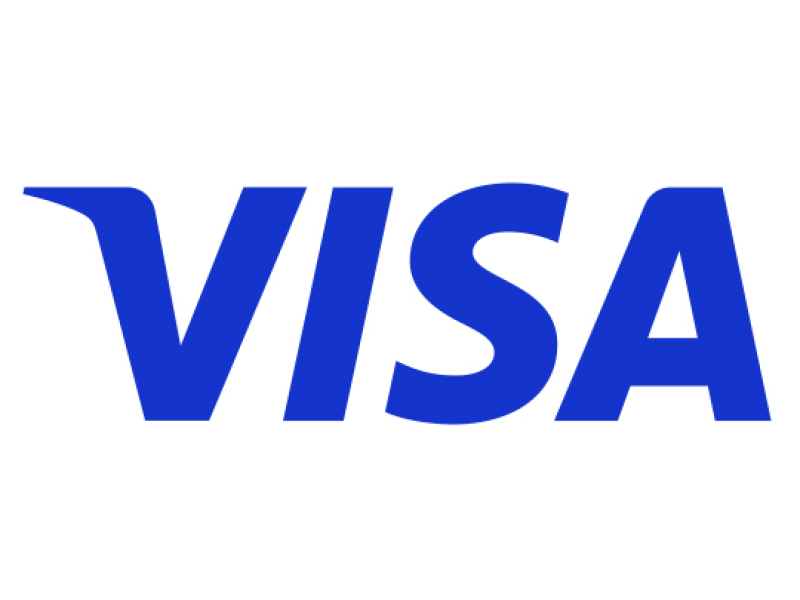 VISA in blauwe letters