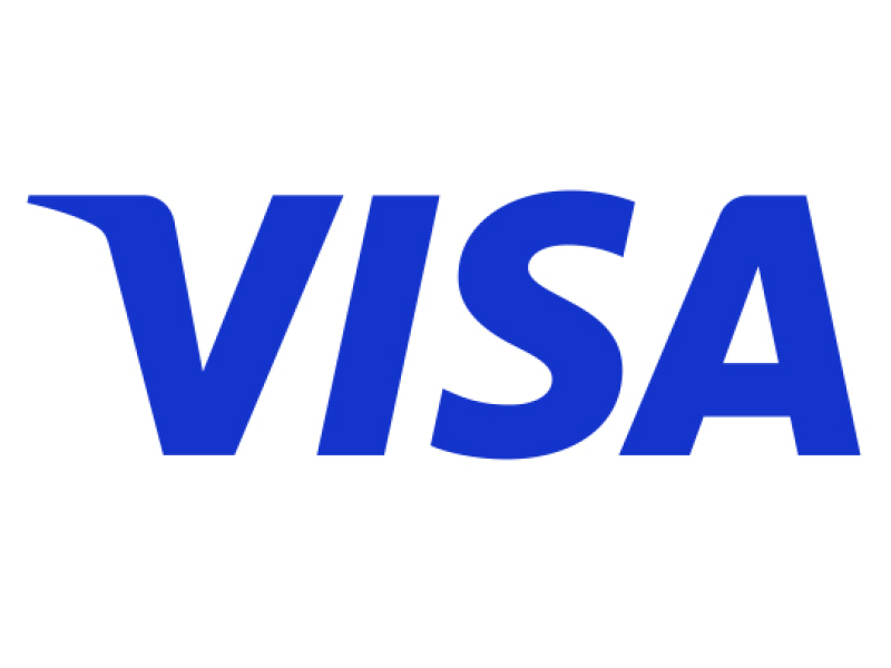 VISA in blauwe letters