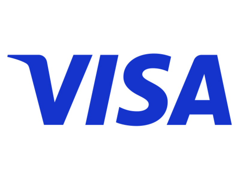 VISA in blauwe letters