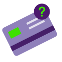 Paarse creditcard met een vraagteken