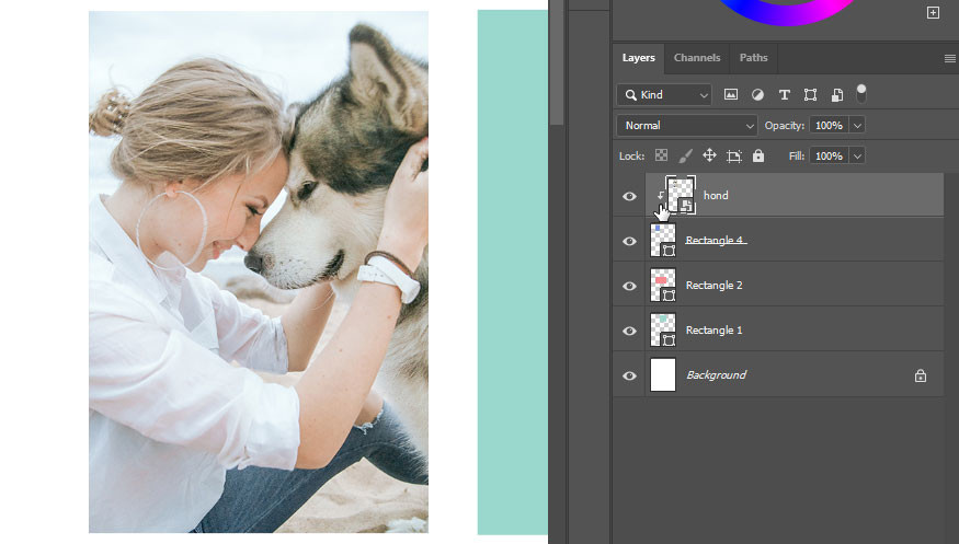 Collage in Photoshop maken - maak een clipping masker / uitknip masker