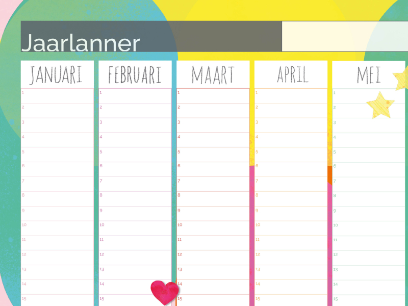 Jaarplanner A2 formaat - Jaarposter – Plannen met een Glimlach