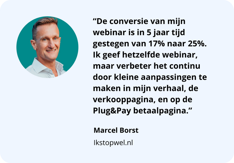 Marcel borst verhoogt de conversie van zijn webinar van 17% naar 25%
