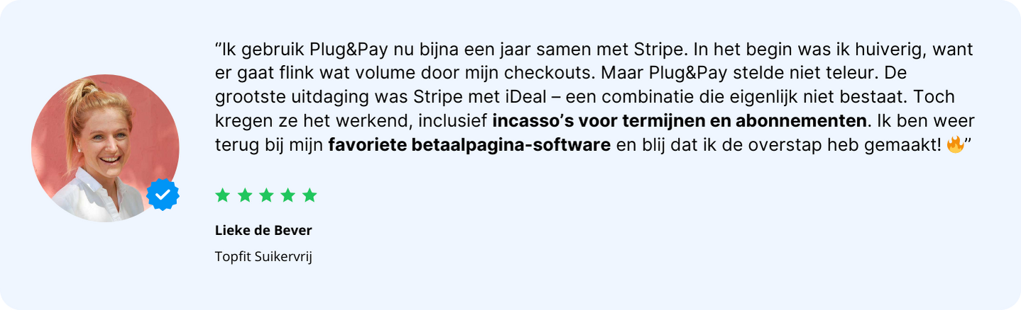 Lieke de Bever over Stripe met Plug&Pay