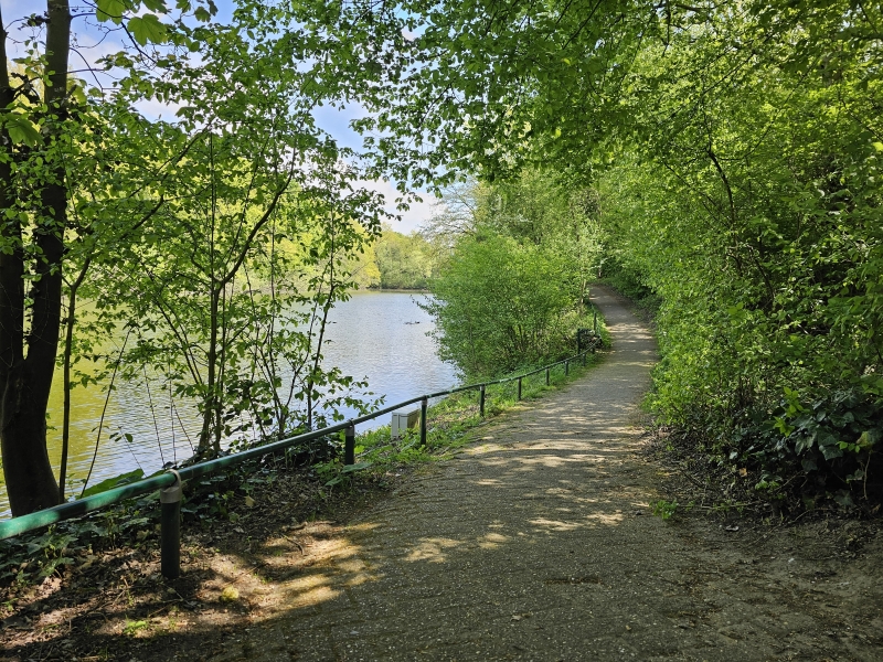 De gracht en het wandelpad naast Fort 6 in Wilrijk