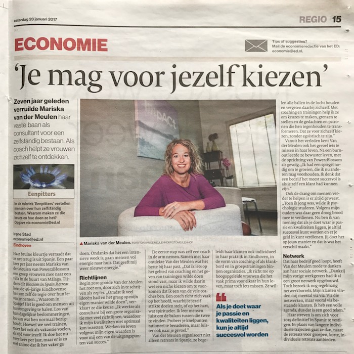 ED artikel Je mag voor jezelf kiezen