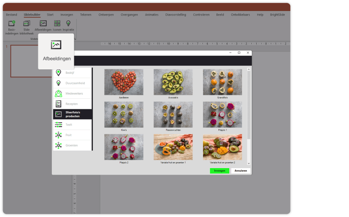 Afbeeldingen - PowerPoint plug-in - Slidebuilder