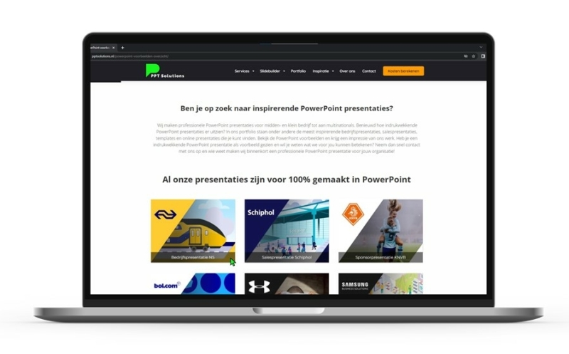 PPT Solutions portfolio website pagina