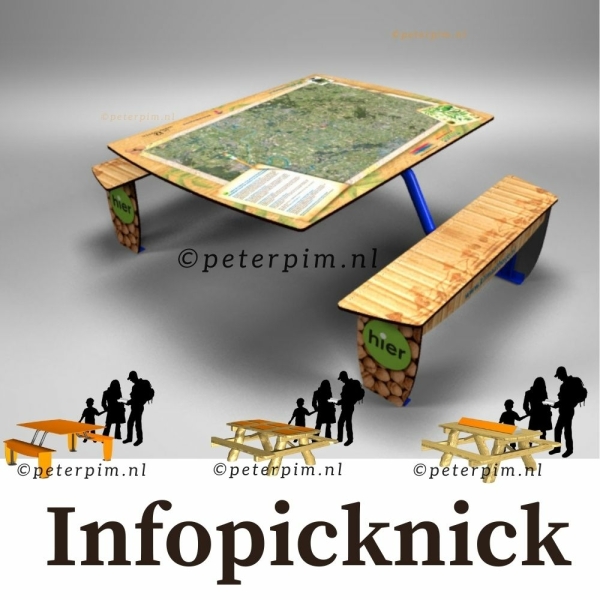 Infopicknicktafel met eigen houten print op de tafel