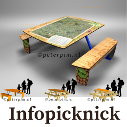 grafisch buitenmeubilair infopicknickbank met bord op de tafel