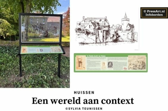 Combinatie van een transparant kijkbord en een klassiek lessenaarsbord met uitlegtekst.