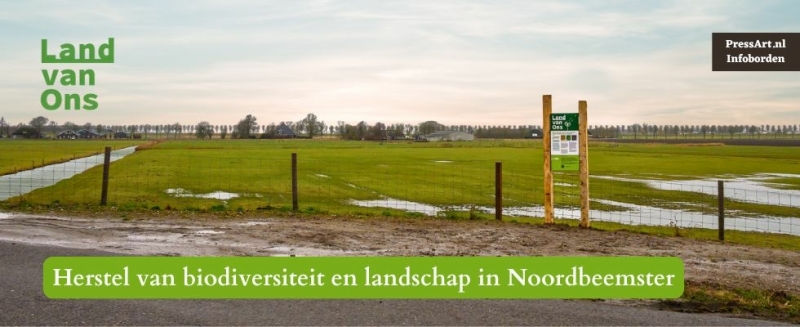 Infobord voor herstel van bioversiteit en landschap in Noord Holland