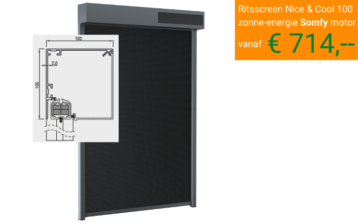 Ritsscreens van prima zonwering type Ritsscreen Nice & Cool 100 zonne-energie