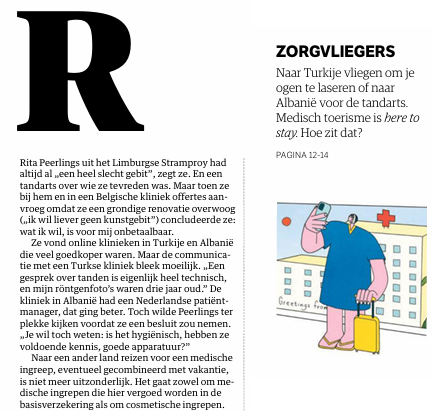 Kevin Louwers in NRC Handelsblad over medisch toerisme in Albanië en de groeiende interesse van Nederlandse patiënten in betaalbare medische behandelingen in het buitenland.