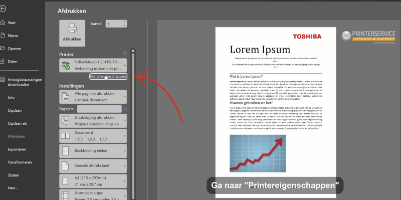 beveiligd afdrukken - printereigenschappen openen