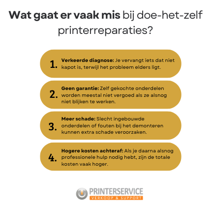 Wat gaat er vaak mis bij doe-het-zelf printerreparaties?