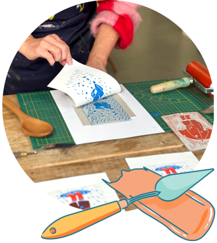 Linosnede afdruk bekijken