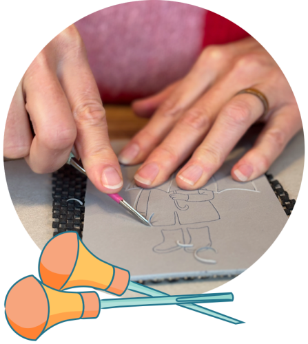 LInosnede Handen met een guts