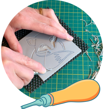 Vosje linosnede uitgutsen