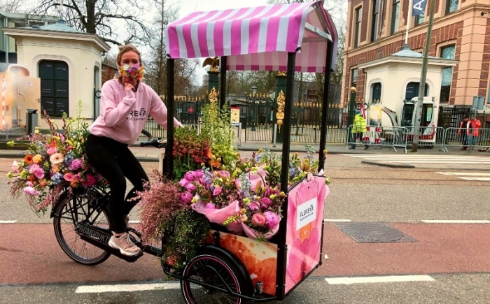 florena reclame bakfiets Amsterdam influencertour