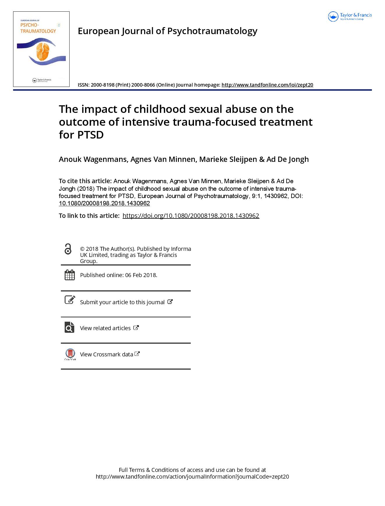 Impact of childhood sexual abuse on the outcome of ITFT for PTSD