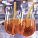 Two drinks with pasta straws
