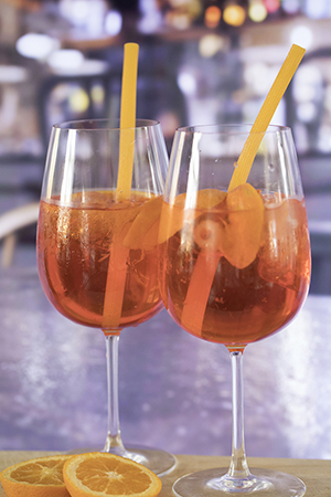 Two drinks with pasta straws