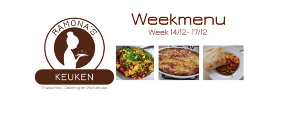 Weekmenu 14 dec - 17 dec