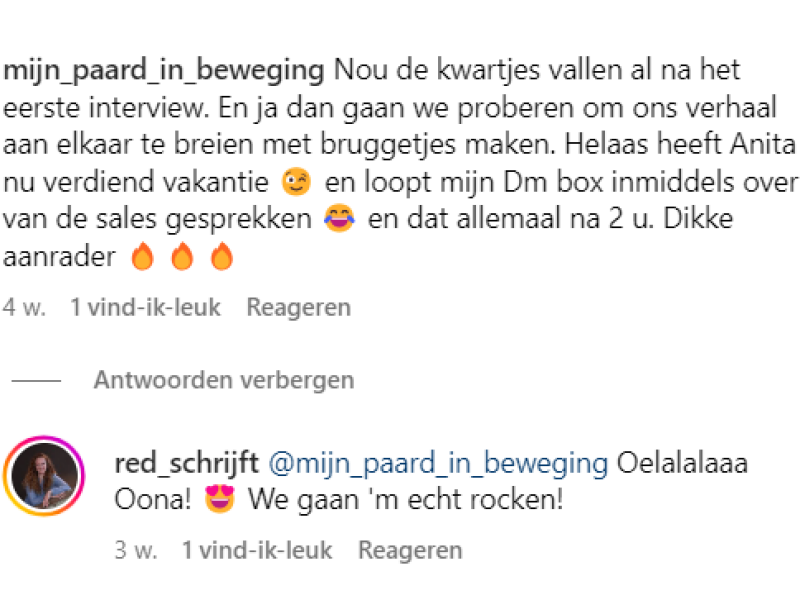 Reacties op Insta