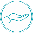 Open hand, ruimte om grenzen aan te geven Icoon van een open hand, ruimte om grenzen aan te geven