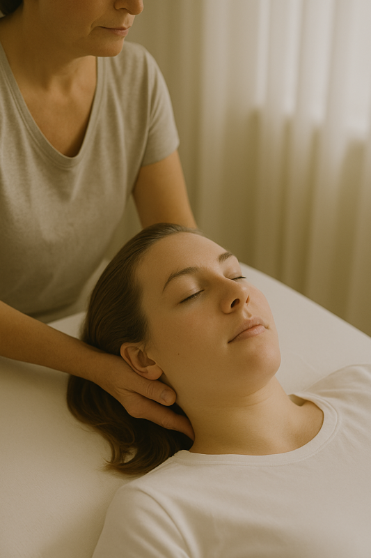 Cranio Sacraal Therapie sessie gericht op ontspanning en emotioneel herstel bij jongvolwassene