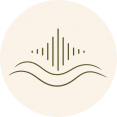 Pictogram dat laat zien hoe audio en haptische beleving samenkomen in één complete ontspanningservaring.