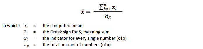 Formula for compute the mean