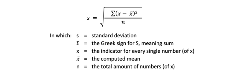 Formula of the standard deviation