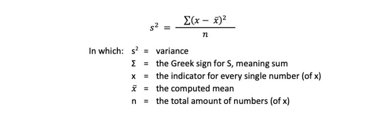Formula to compute the variance
